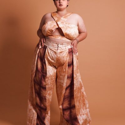 Ensemble grande taille pour femme avec bustier et pantalon