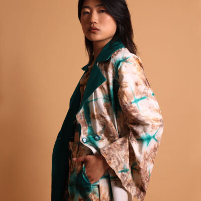 Manteau trench blanc et turquoise pour femme, long and fluid trench coat