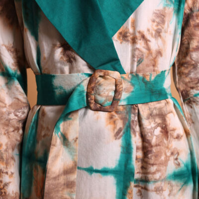 Manteau trench blanc et turquoise pour femme, long and fluid trench coat