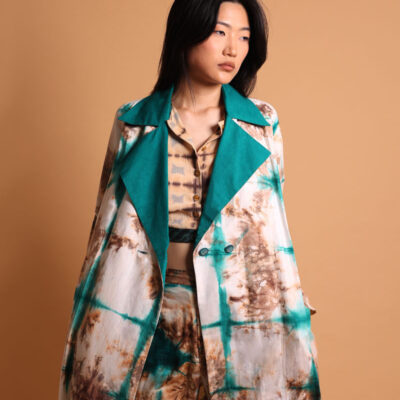 Manteau trench blanc et turquoise pour femme, long and fluid trench coat