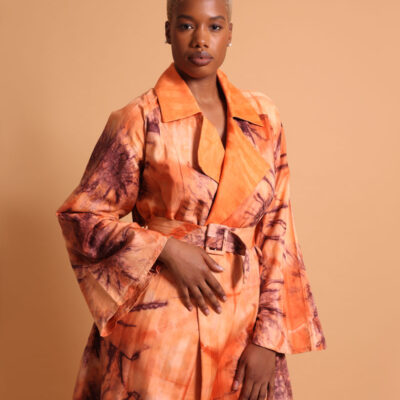 Trench fluide et long pour femme, Vedova Nera le trench coat corail sublime et créatif
