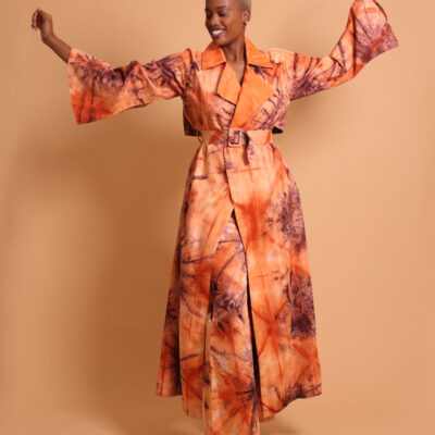Trench fluide et long pour femme, Vedova Nera le trench coat corail sublime et créatif