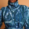 Manteau mi saison bleu à col avec ceinture pour femme - Kroskel et son manteau de luxe pour femme