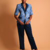 Tailleur bleu pantalon avec veste blazer pour femme - Kroskel, la marque de luxe pour femme