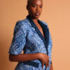 Tailleur bleu pantalon avec veste blazer pour femme - Kroskel, la marque de luxe pour femme