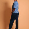 Tailleur bleu pantalon avec veste blazer pour femme