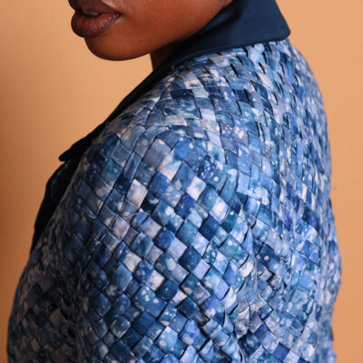 Tailleur bleu pantalon avec veste blazer pour femme