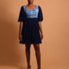 Robe bleue courte en mousseline pour femme - Kroskel, la marque de luxe pour femme