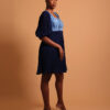Robe bleue courte en mousseline pour femme - Kroskel, la marque de luxe pour femme