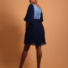 Robe bleue courte en mousseline pour femme - Kroskel, la marque de luxe pour femme