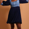 Robe bleue courte en mousseline pour femme - Kroskel, la marque de luxe pour femme