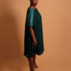 Robe verte plissée mi-longue pour femme - La robe luxe femme Plume
