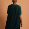 Robe verte plissée mi-longue pour femme - La robe luxe femme Plume