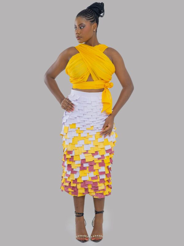 Top Mousseline Croisé Jaune