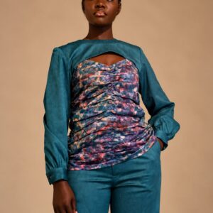 Blouse Kroskel effet boléro — Turquoise - Thumbnail Image 1