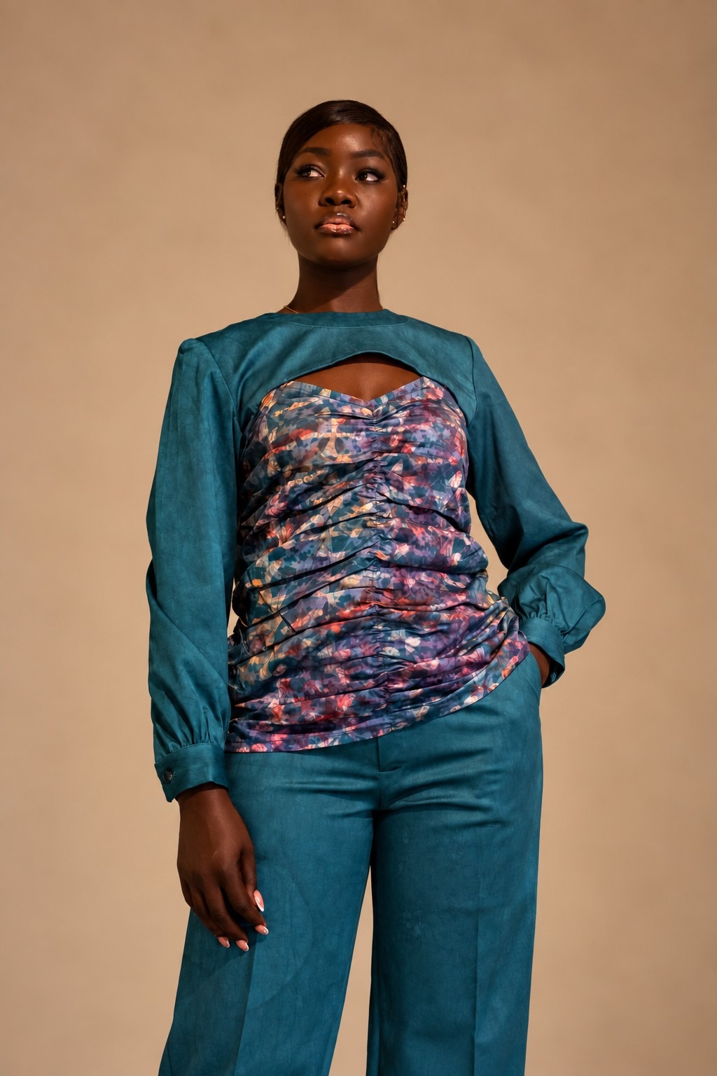 Blouse Kroskel effet boléro — Turquoise – Image 1