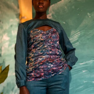 Blouse Kroskel effet boléro — Turquoise - Thumbnail Image 4