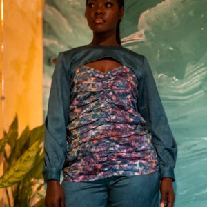Blouse Kroskel effet boléro — Turquoise - Thumbnail Image 3