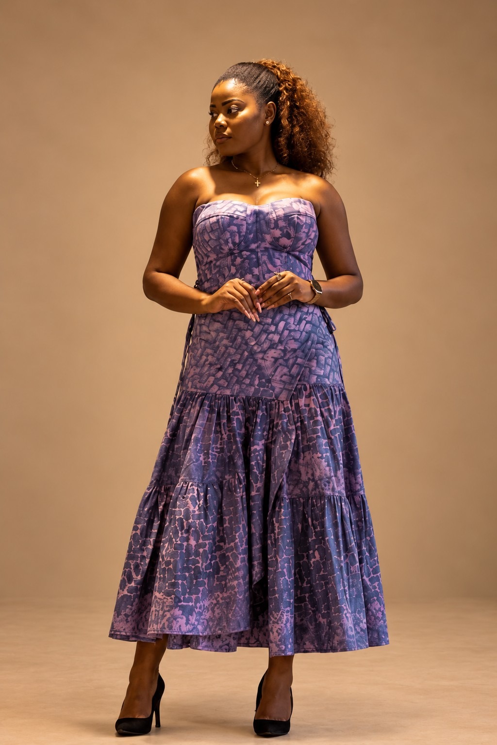 Jupe longue Kroskel — Pagne Indigo Nattes – Image 1