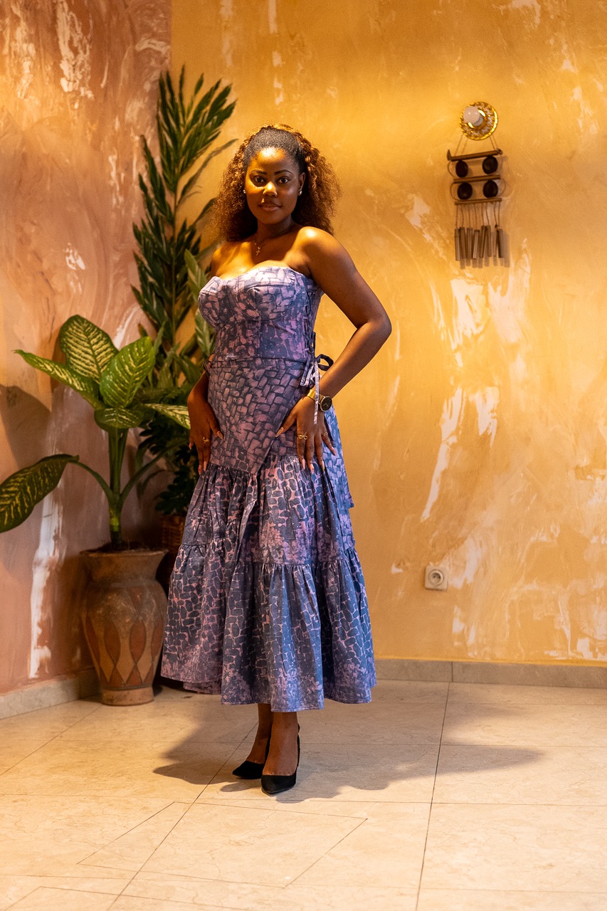 Jupe longue Kroskel — Pagne Indigo Nattes – Image 5