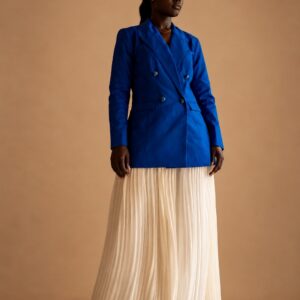 Pantalon Large Plissé Kroskel — Mousseline Écrue - Thumbnail Image 1