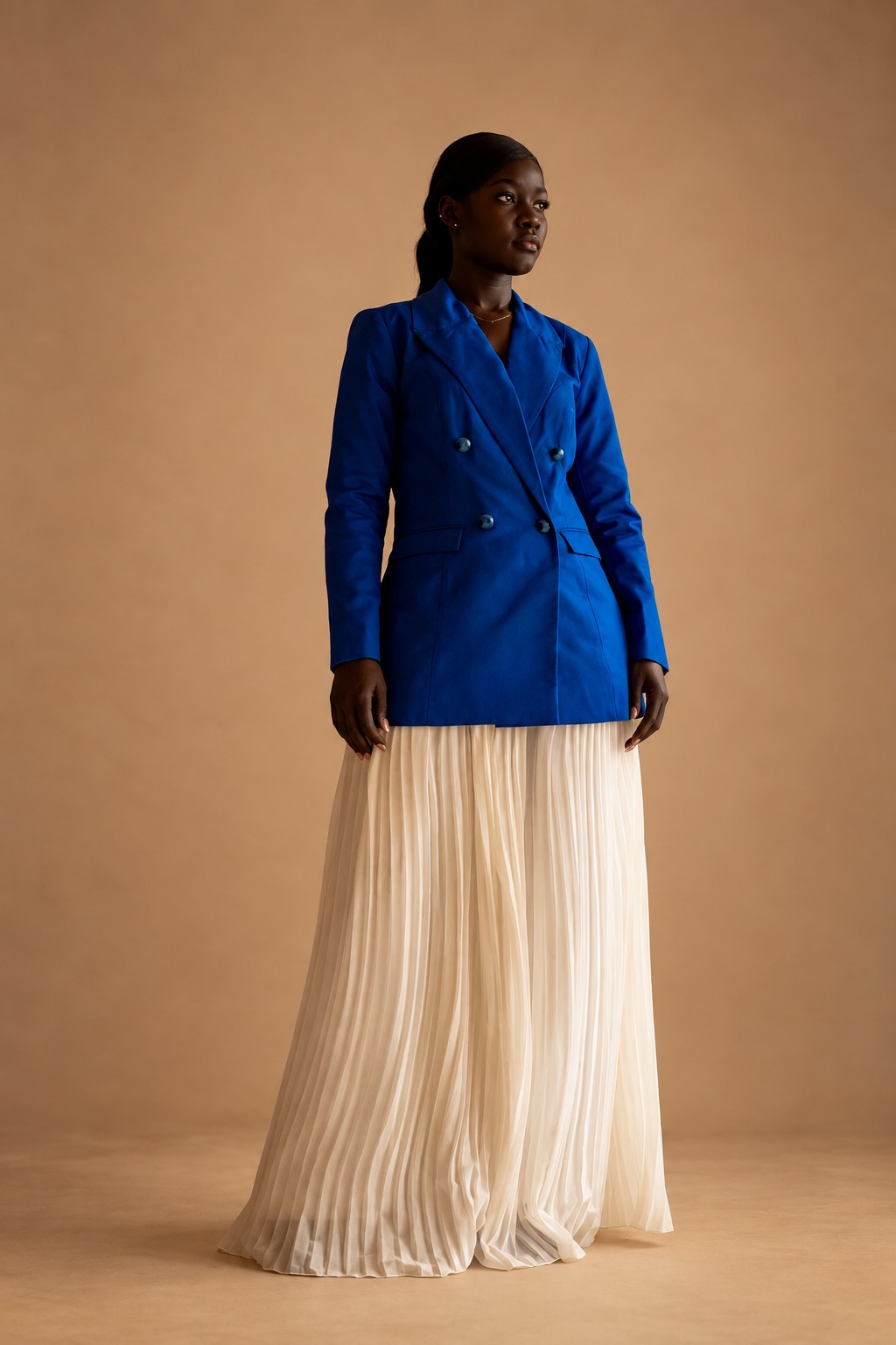 Pantalon Large Plissé Kroskel — Mousseline Écrue – Image 1