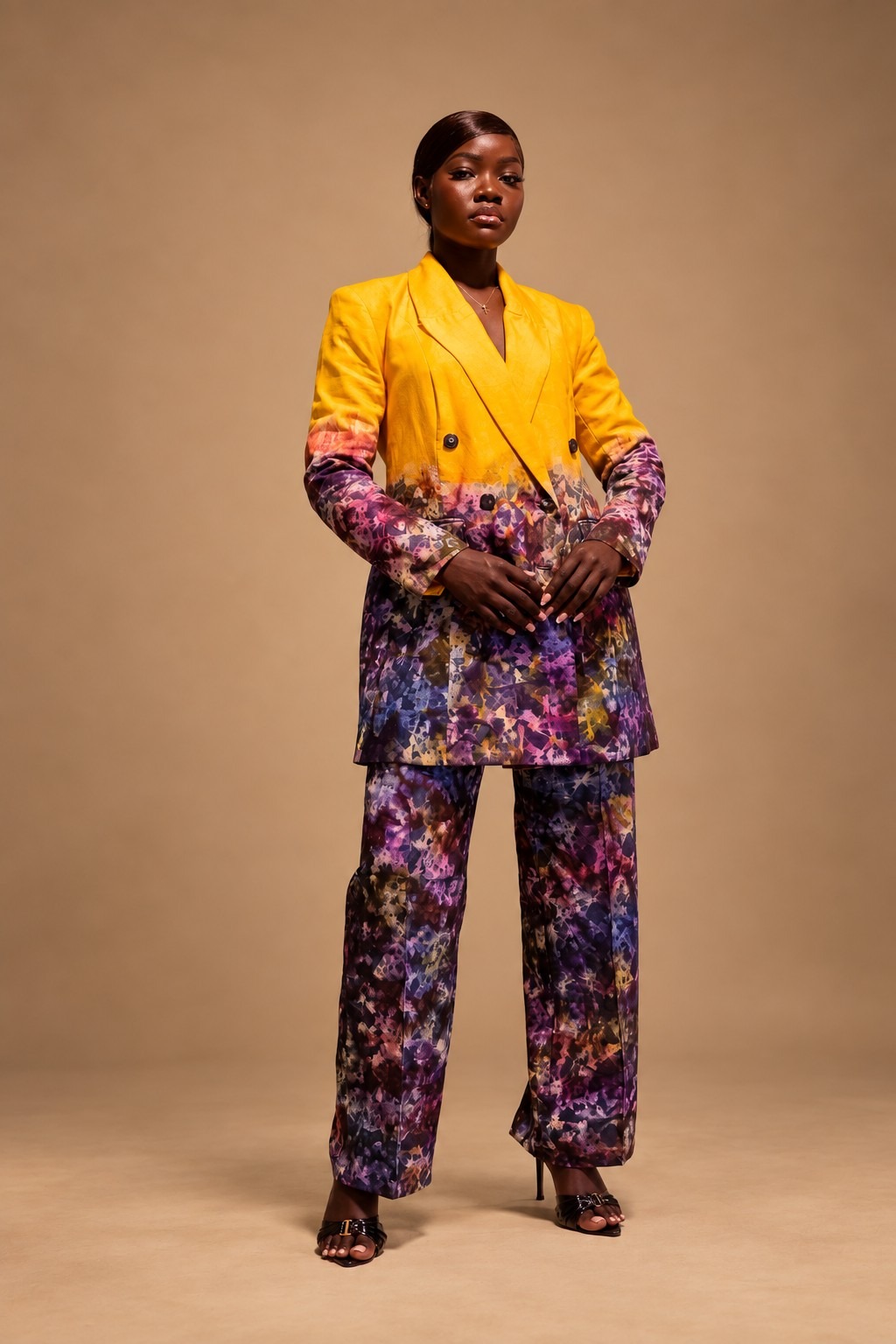Pantalon de Tailleur Kroskel en lin — Dégradé Soleil – Image 1