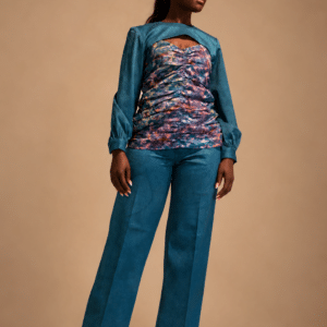Blouse Kroskel effet boléro — Turquoise - Thumbnail Image 2