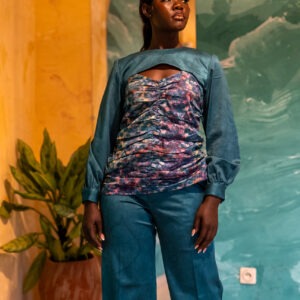 Blouse Kroskel effet boléro — Turquoise - Thumbnail Image 7