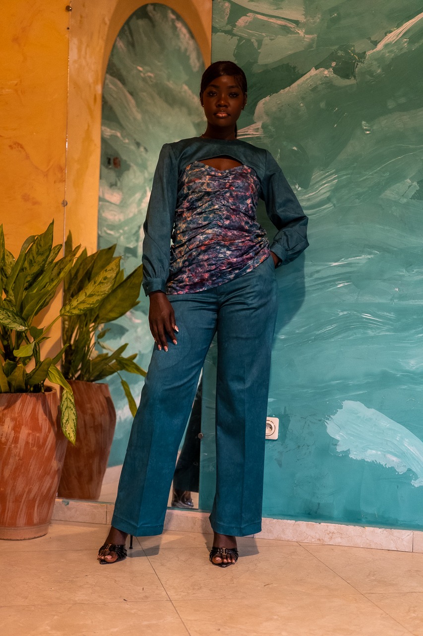 Pantalon droit Kroskel — Turquoise Moucheté – Image 4