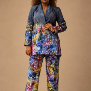 Pantalon de tailleur Kroskel en coton glacé — Dégradé floral - Thumbnail Image 1