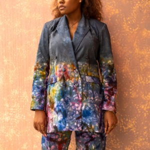 Pantalon de tailleur Kroskel en coton glacé — Dégradé floral - Thumbnail Image 2